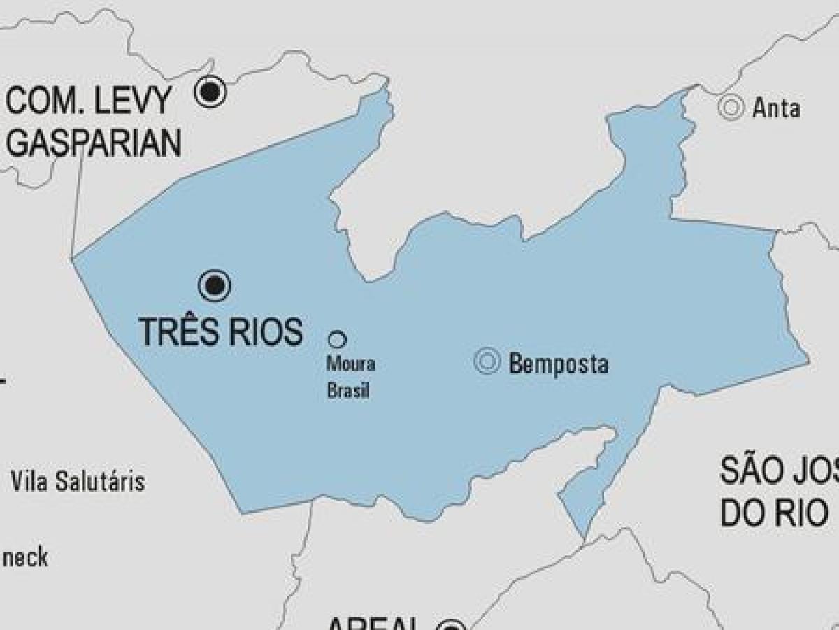 नक्शे के Três रियोस नगर पालिका