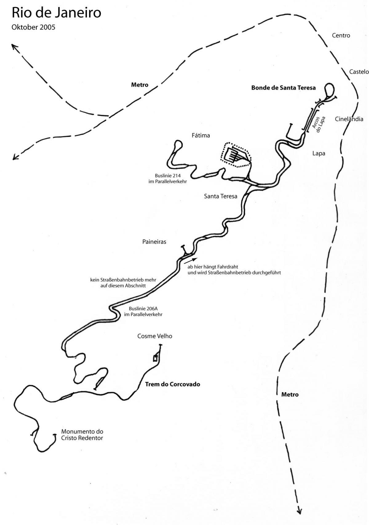 नक्शे के सांता टेरेसा ट्राम लाइन 2