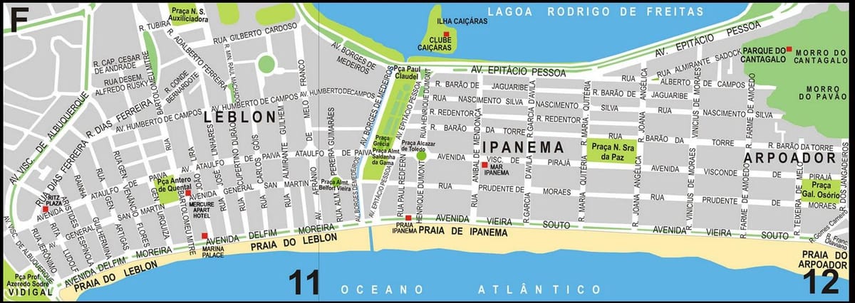 नक्शे के Ipanema समुद्र तट