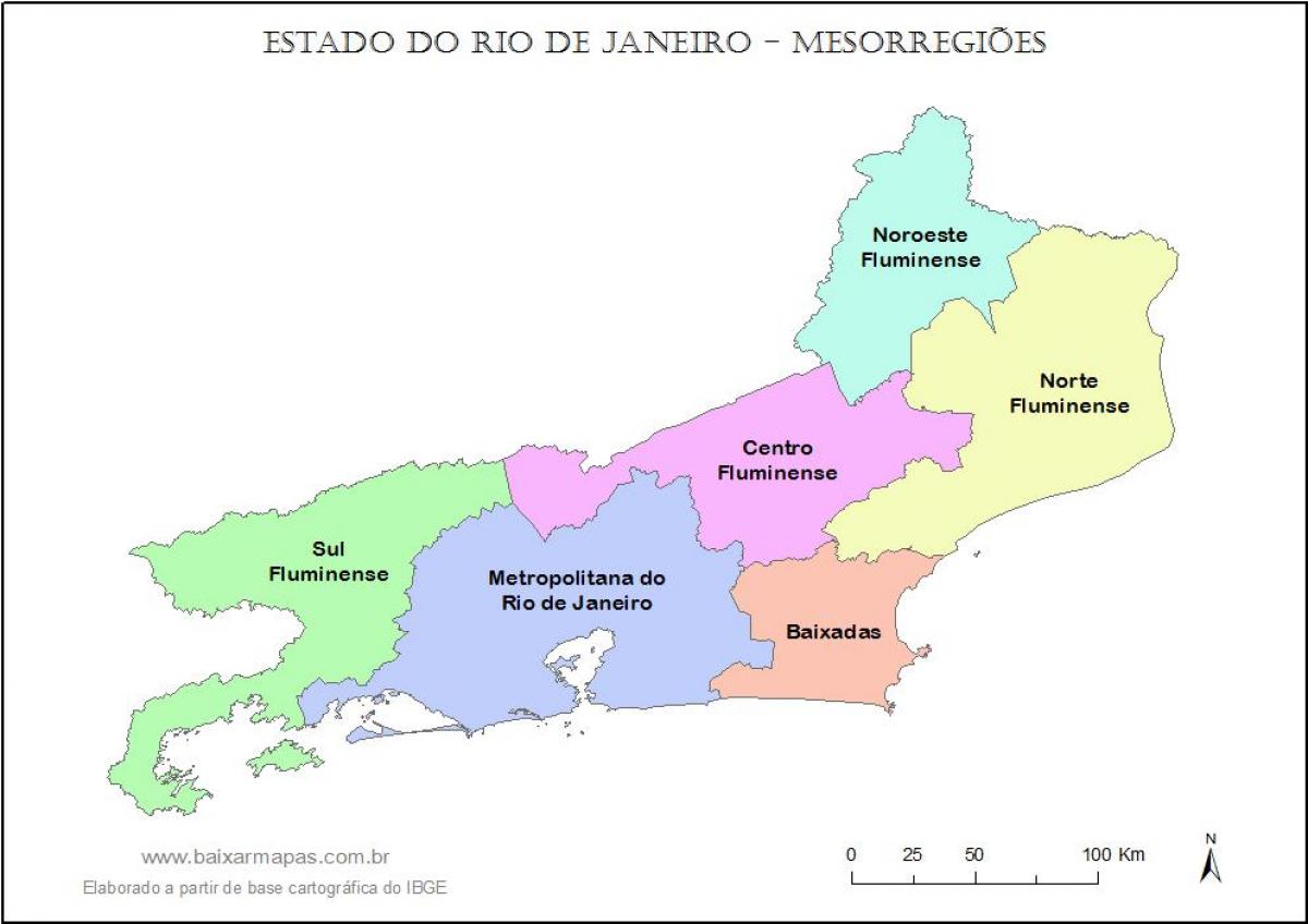 नक्शे के mesoregions रियो डी जनेरियो