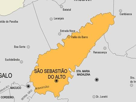नक्शे के São Sebastião do Alto नगर पालिका