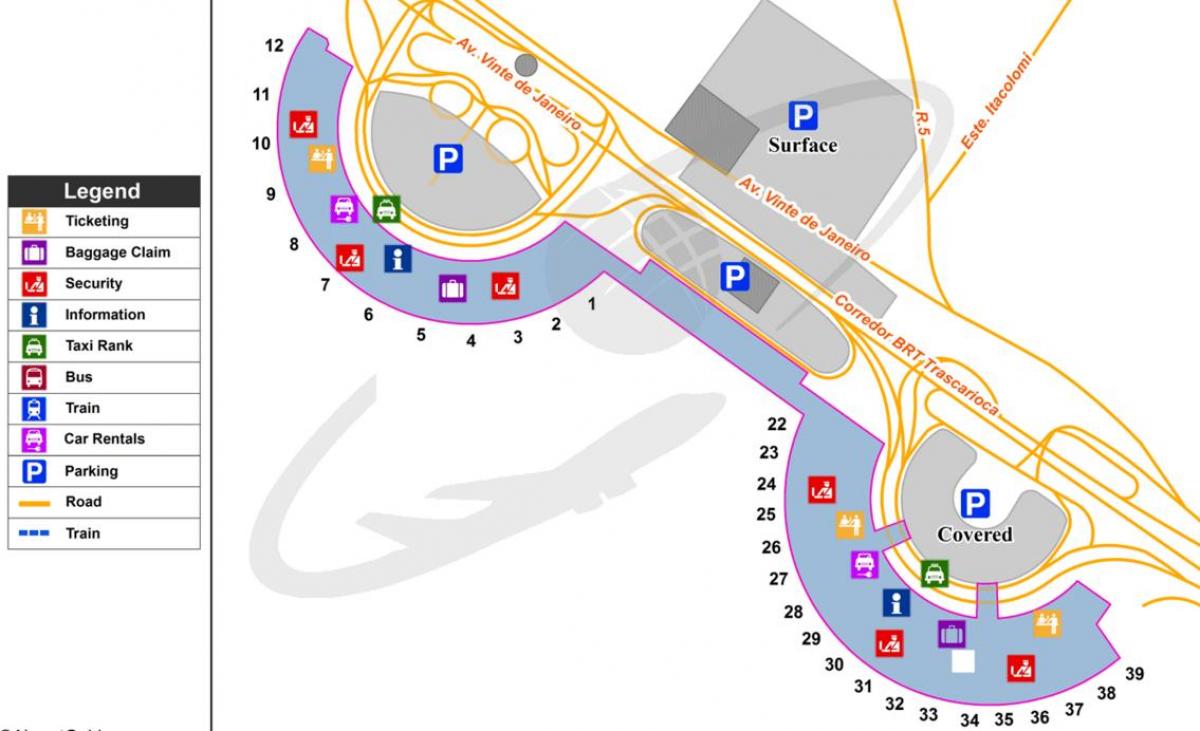 नक्शे के अंतरराष्ट्रीय हवाई अड्डे के रियो डी जनेरियो