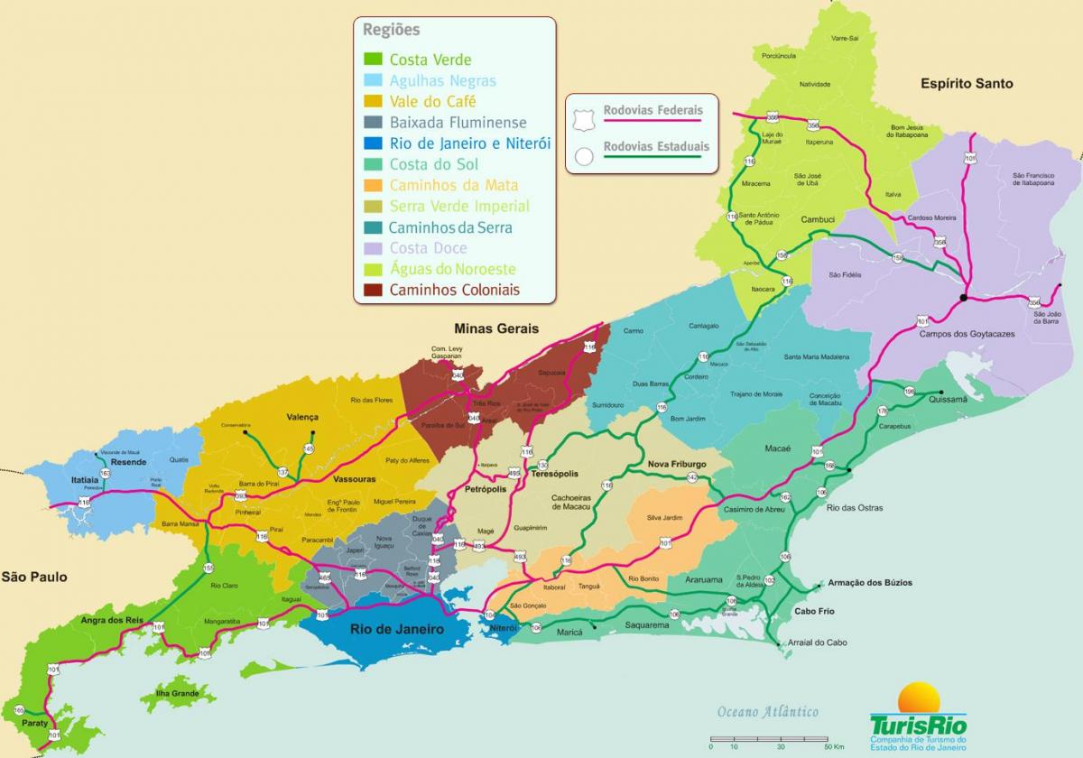 मानचित्र के क्षेत्रों में रियो डी जेनेरो के राज्य