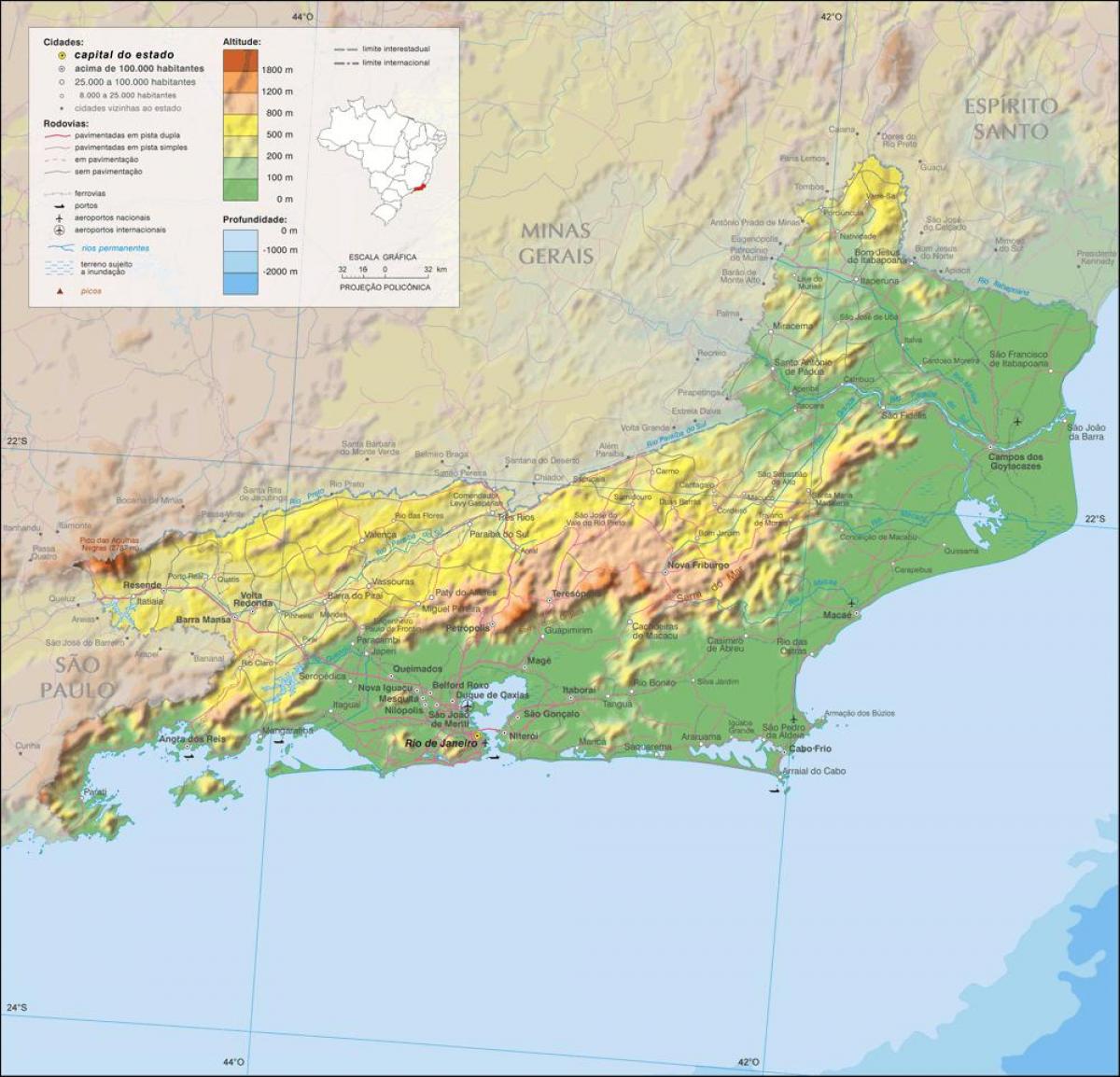 नक्शे की भौगोलिक रियो डी जनेरियो