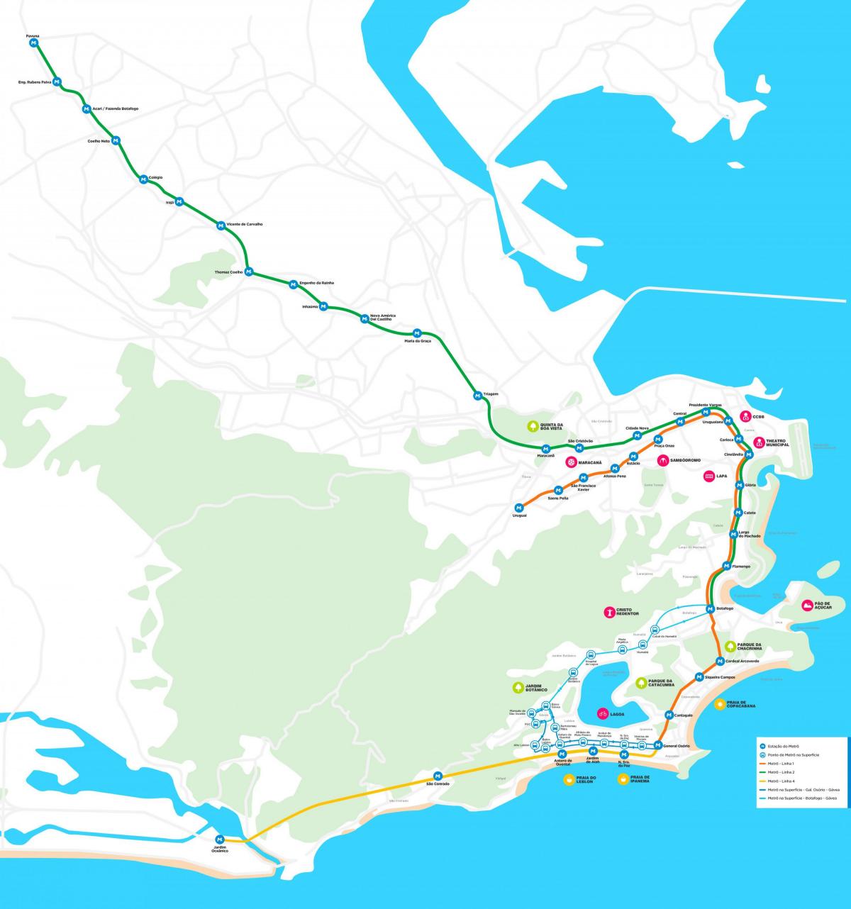 का नक्शा मेट्रो रियो डी जनेरियो