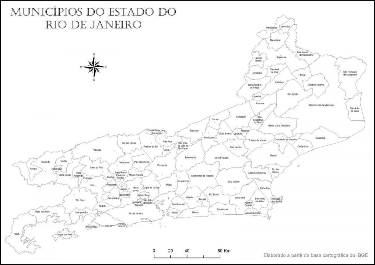 नक्शा रियो डी जनेरियो के काले और सफेद