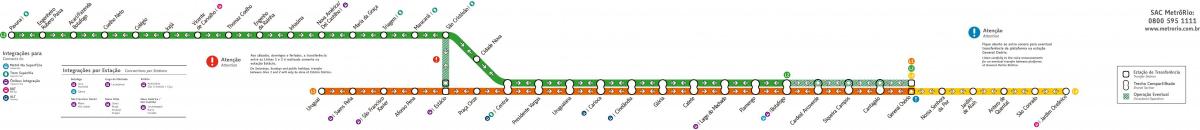 नक्शे के रियो डी जनेरियो में मेट्रो लाइनों 1-2-3