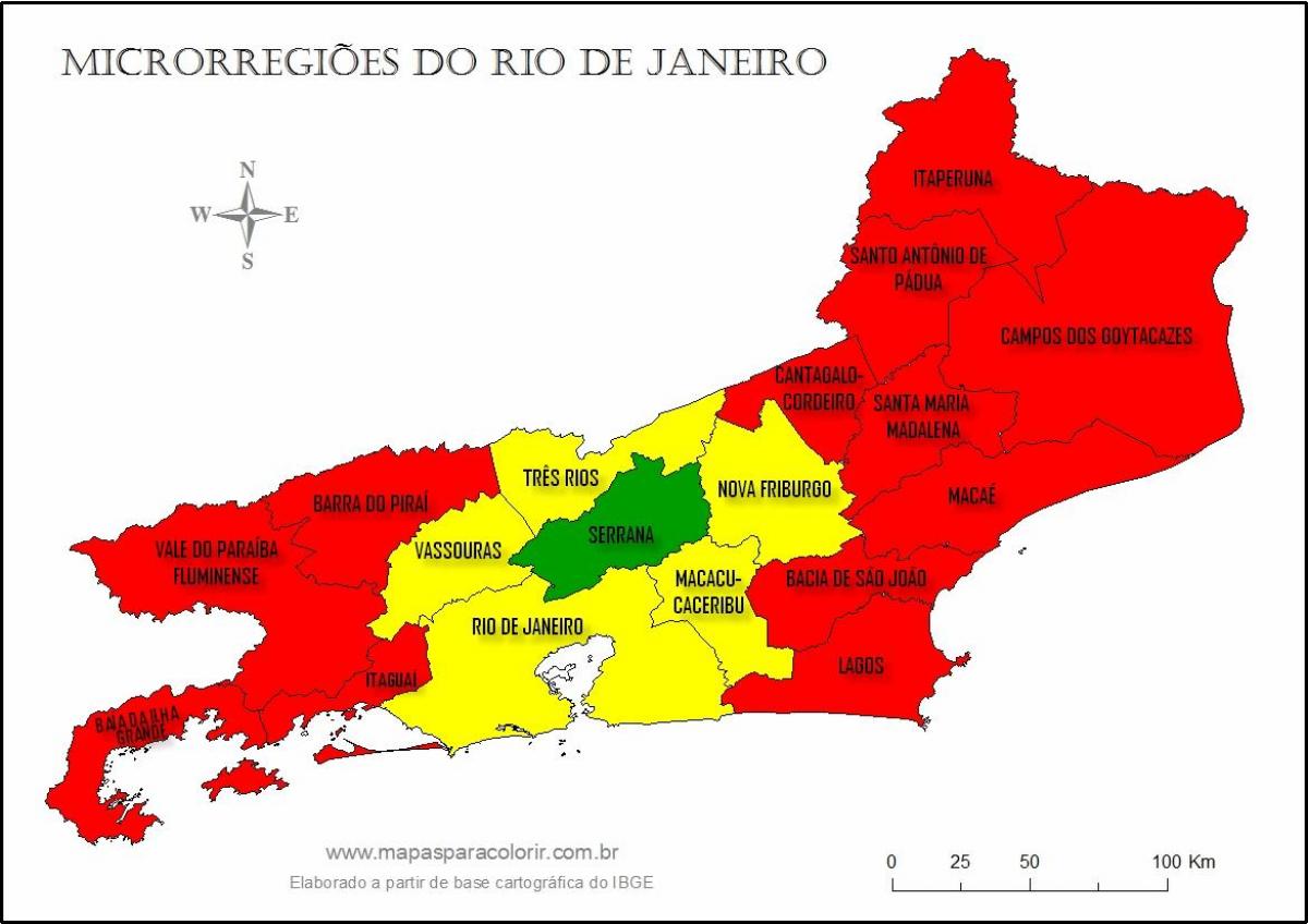 नक्शे के सूक्ष्म क्षेत्रों में रियो डी जनेरियो
