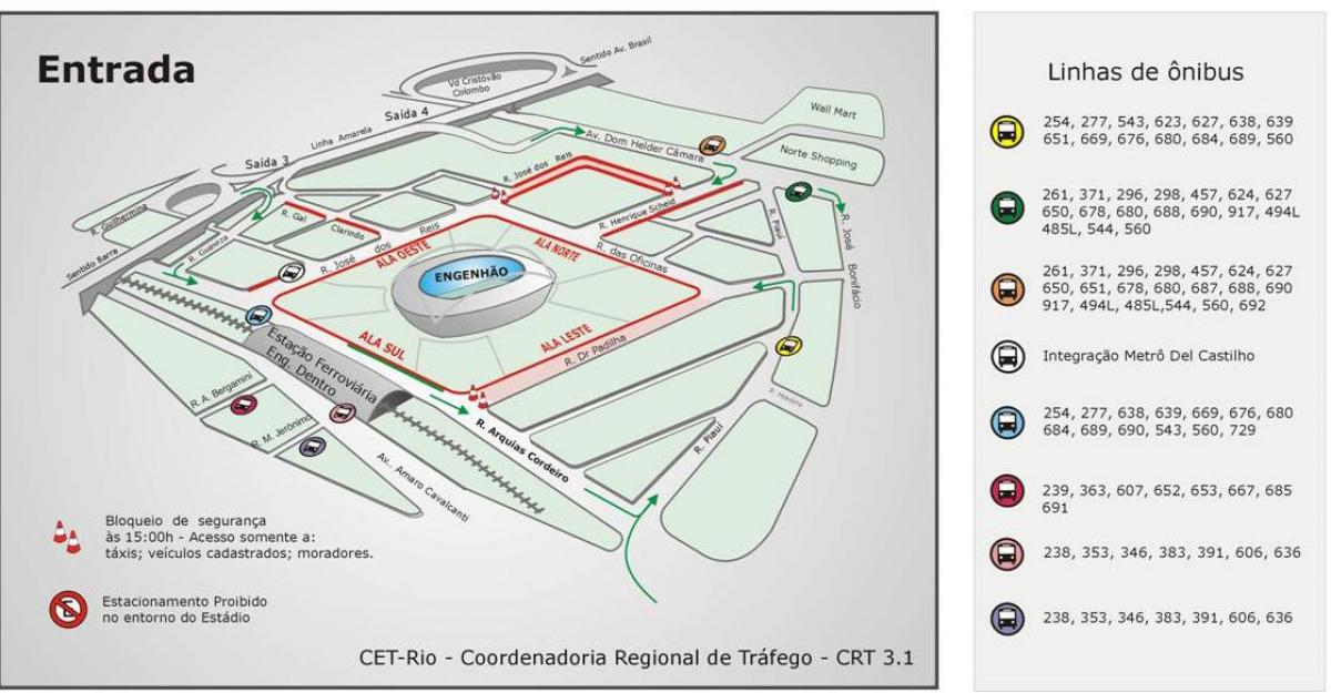 नक्शे के स्टेडियम Engenhão transports