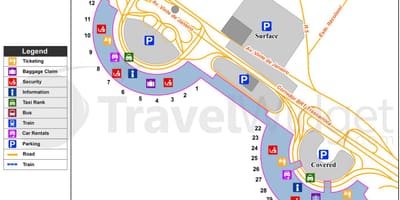नक्शे के गलेअन हवाई अड्डे के टर्मिनल