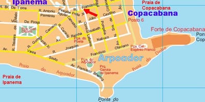 नक्शे के Arpoador समुद्र तट