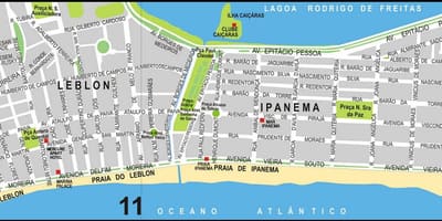 नक्शे के Ipanema समुद्र तट