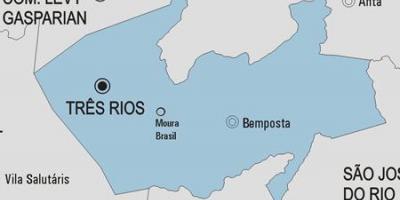 नक्शे के Três रियोस नगर पालिका
